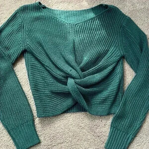 Cross Knot Sweater Emerald Blue Green